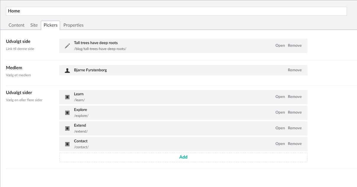 Nye indholdsvælgere og listevisning